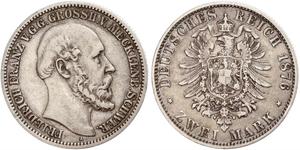 2 Mark Mecklemburgo-Schwerin (1352-1918) Plata Federico Francisco II de Mecklemburgo-Schwerin