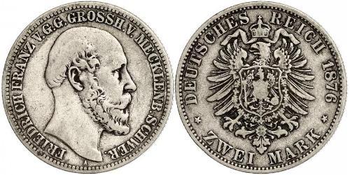 2 Mark Mecklemburgo-Schwerin (1352-1918) Plata Federico Francisco II de Mecklemburgo-Schwerin