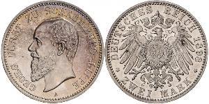 2 Mark Principado de Lippe (1123 - 1918) Plata Jorge de Schaumburg-Lippe