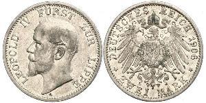 2 Mark Principado de Lippe (1123 - 1918) Plata Leopoldo IV de Lippe