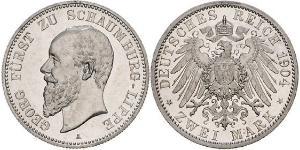 2 Mark Principado de Lippe (1123 - 1918) Plata Jorge de Schaumburg-Lippe