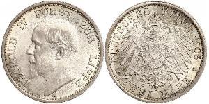 2 Mark Principado de Lippe (1123 - 1918) Plata Leopoldo IV de Lippe