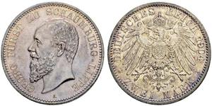 2 Mark Principado de Lippe (1123 - 1918) Plata Jorge de Schaumburg-Lippe