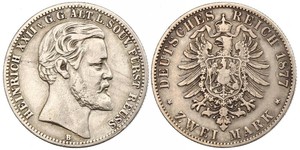 2 Mark Principado de Reuss (línea mayor) (1778 - 1918) Plata Heinrich XXII (1859 - 1902)