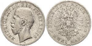 2 Mark Principado de Reuss (línea mayor) (1778 - 1918) Plata Enrique XIV de Reuss (línea menor)