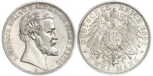 2 Mark Principado de Reuss (línea mayor) (1778 - 1918) Plata Heinrich XXII (1859 - 1902)