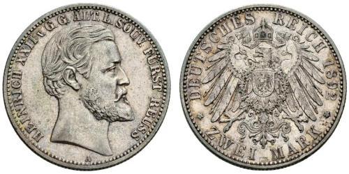 2 Mark Principado de Reuss (línea mayor) (1778 - 1918) Plata Heinrich XXII (1859 - 1902)