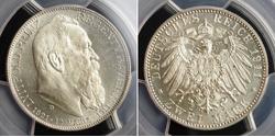 2 Mark Reino de Baviera (1806 - 1918) Plata Otón I de Baviera(1848 – 1916)