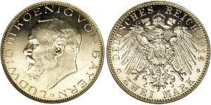 2 Mark Reino de Baviera (1806 - 1918) Plata Luis III de Baviera (1845 – 1921)