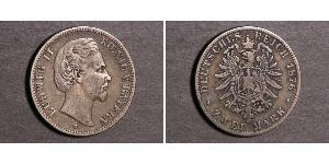 2 Mark Reino de Baviera (1806 - 1918) Plata Luis II de Baviera(1845 – 1886)