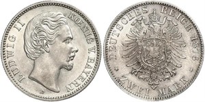 2 Mark Reino de Baviera (1806 - 1918) Plata Luis II de Baviera(1845 – 1886)