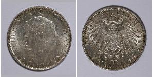 2 Mark Reino de Baviera (1806 - 1918) Plata Luis III de Baviera (1845 – 1921)