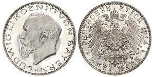 2 Mark Reino de Baviera (1806 - 1918) Plata Luis III de Baviera (1845 – 1921)