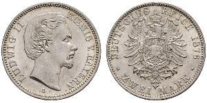 2 Mark Reino de Baviera (1806 - 1918) Plata Luis II de Baviera(1845 – 1886)