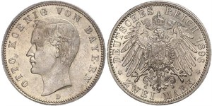 2 Mark Reino de Baviera (1806 - 1918) Plata Otón I de Baviera(1848 – 1916)