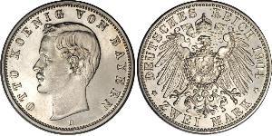 2 Mark Reino de Baviera (1806 - 1918) Plata Otón I de Baviera(1848 – 1916)