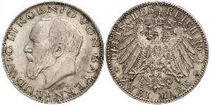 2 Mark Reino de Baviera (1806 - 1918) Plata Luis III de Baviera (1845 – 1921)