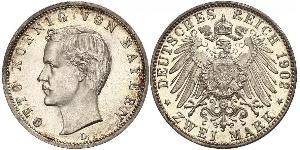 2 Mark Reino de Baviera (1806 - 1918) Plata Otón I de Baviera(1848 – 1916)