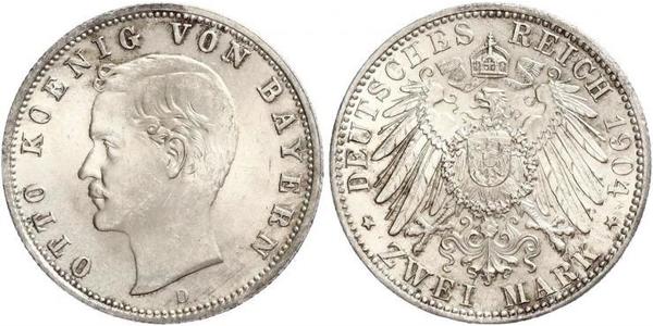 2 Mark Reino de Baviera (1806 - 1918) Plata Otón I de Baviera(1848 – 1916)