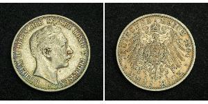 2 Mark Reino de Prusia (1701-1918) Plata Wilhelm II, German Emperor (1859-1941)