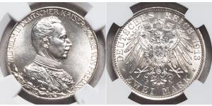 2 Mark Reino de Prusia (1701-1918) Plata Wilhelm II, German Emperor (1859-1941)