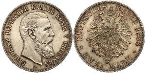 2 Mark Reino de Prusia (1701-1918) Plata Federico III de Alemania (1831-1888)