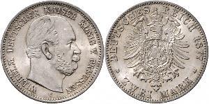 2 Mark Reino de Prusia (1701-1918) Plata Wilhelm I, German Emperor (1797-1888)