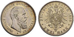 2 Mark Reino de Prusia (1701-1918) Plata Federico III de Alemania (1831-1888)