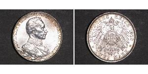 2 Mark Reino de Prusia (1701-1918) Plata Wilhelm II, German Emperor (1859-1941)