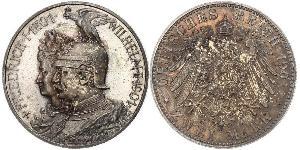 2 Mark Reino de Prusia (1701-1918) Plata Wilhelm II, German Emperor (1859-1941)