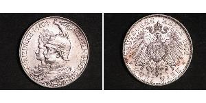 2 Mark Reino de Prusia (1701-1918) Plata Wilhelm II, German Emperor (1859-1941)