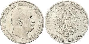 2 Mark Reino de Prusia (1701-1918) Plata Wilhelm I, German Emperor (1797-1888)