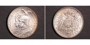 2 Mark Reino de Prusia (1701-1918) Plata Wilhelm II, German Emperor (1859-1941)