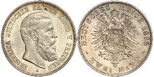 2 Mark Reino de Prusia (1701-1918) Plata Federico III de Alemania (1831-1888)