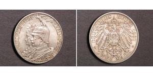 2 Mark Reino de Prusia (1701-1918) Plata Wilhelm II, German Emperor (1859-1941)