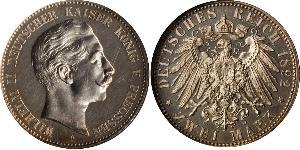 2 Mark Reino de Prusia (1701-1918) Plata Wilhelm II, German Emperor (1859-1941)