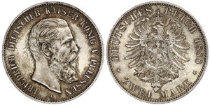 2 Mark Reino de Prusia (1701-1918) Plata Federico III de Alemania (1831-1888)