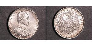 2 Mark Reino de Prusia (1701-1918) Plata Wilhelm II, German Emperor (1859-1941)