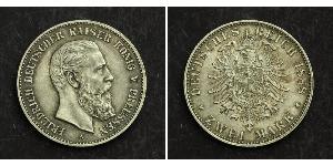 2 Mark Reino de Prusia (1701-1918) Plata Federico III de Alemania (1831-1888)