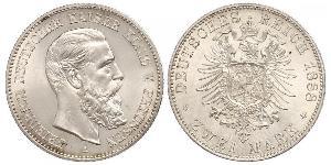 2 Mark Reino de Prusia (1701-1918) Plata Federico III de Alemania (1831-1888)