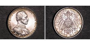 2 Mark Reino de Prusia (1701-1918) Plata Wilhelm II, German Emperor (1859-1941)