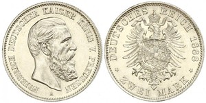 2 Mark Reino de Prusia (1701-1918) Plata Federico III de Alemania (1831-1888)