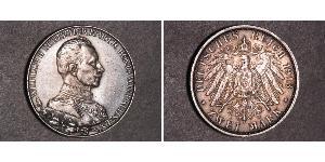 2 Mark Reino de Prusia (1701-1918) Plata Wilhelm II, German Emperor (1859-1941)