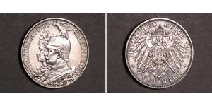 2 Mark Reino de Prusia (1701-1918) Plata Wilhelm II, German Emperor (1859-1941)