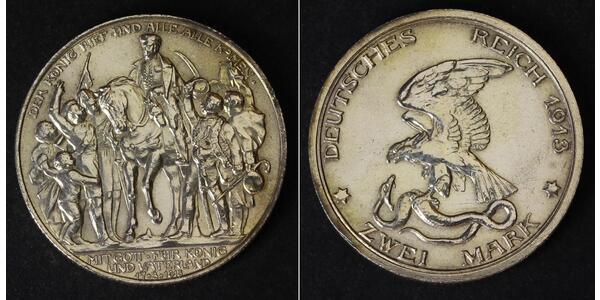 2 Mark Reino de Prusia (1701-1918) Plata 