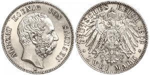 2 Mark Reino de Sajonia (1806 - 1918) Plata Alberto I de Sajonia