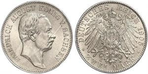 2 Mark Reino de Sajonia (1806 - 1918) Plata Federico Augusto III de Sajonia (1865-1932)