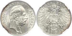 2 Mark Reino de Sajonia (1806 - 1918) Plata Jorge I de Sajonia