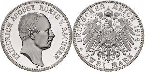 2 Mark Reino de Sajonia (1806 - 1918) Plata Federico Augusto III de Sajonia (1865-1932)