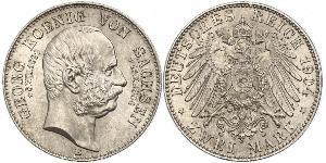 2 Mark Reino de Sajonia (1806 - 1918) Plata Jorge I de Sajonia